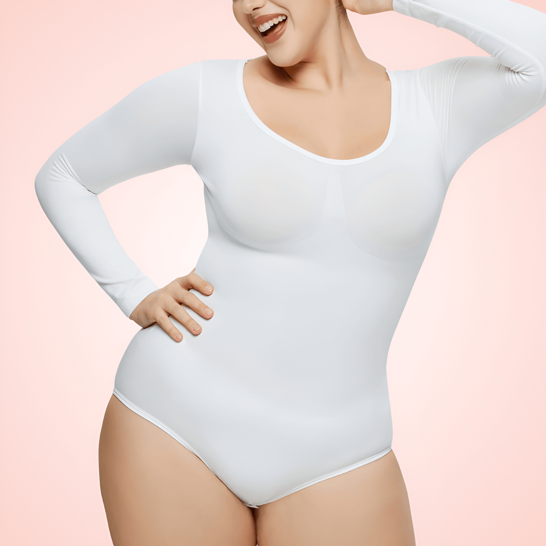 Seamless Long Sleeved U Shaped Bodysuit Shapewear