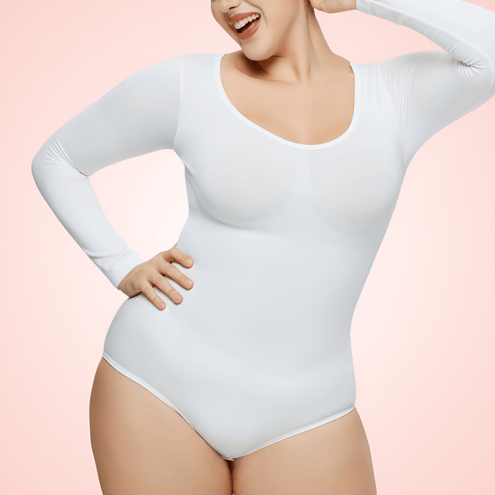 Seamless Long Sleeved U Shaped Bodysuit Shapewear