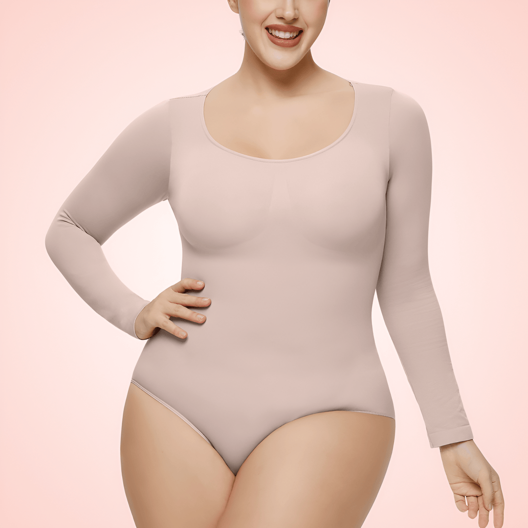 Seamless Long Sleeved U Shaped Bodysuit Shapewear
