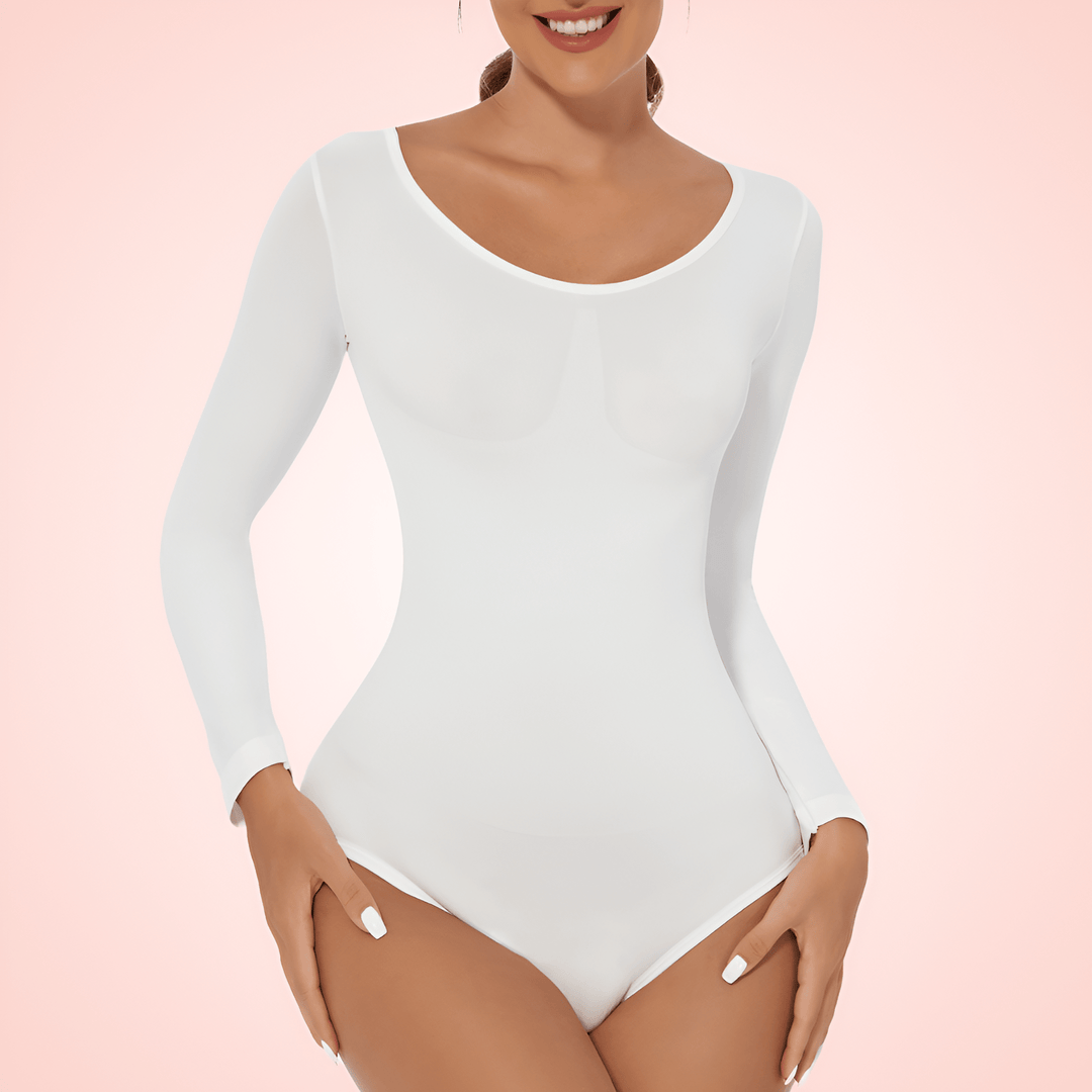 Seamless Long Sleeved U Shaped Bodysuit Shapewear