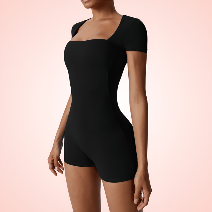 Women Square Neck Short Sleeve Shapewear Bodysuit