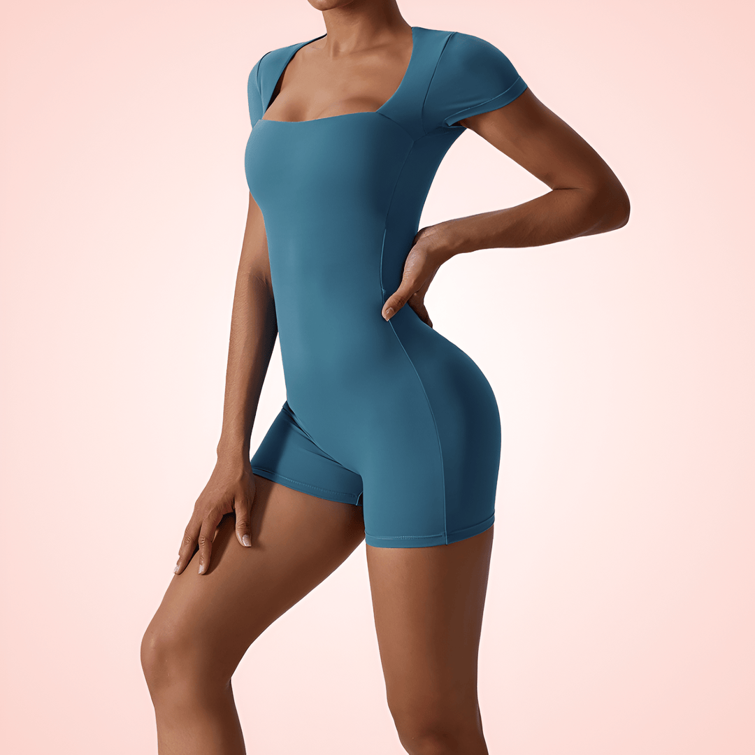 Women Square Neck Short Sleeve Shapewear Bodysuit