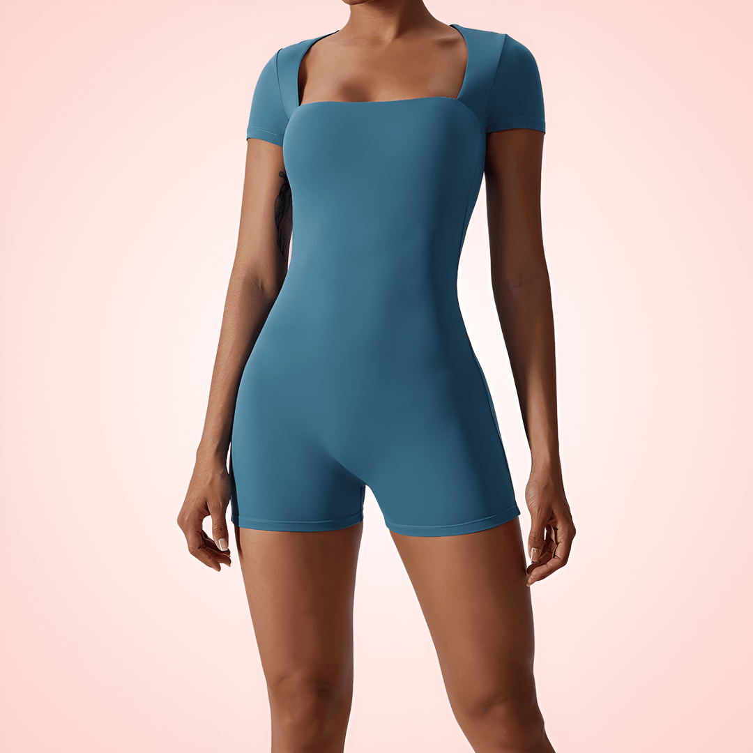 Women Square Neck Short Sleeve Shapewear Bodysuit
