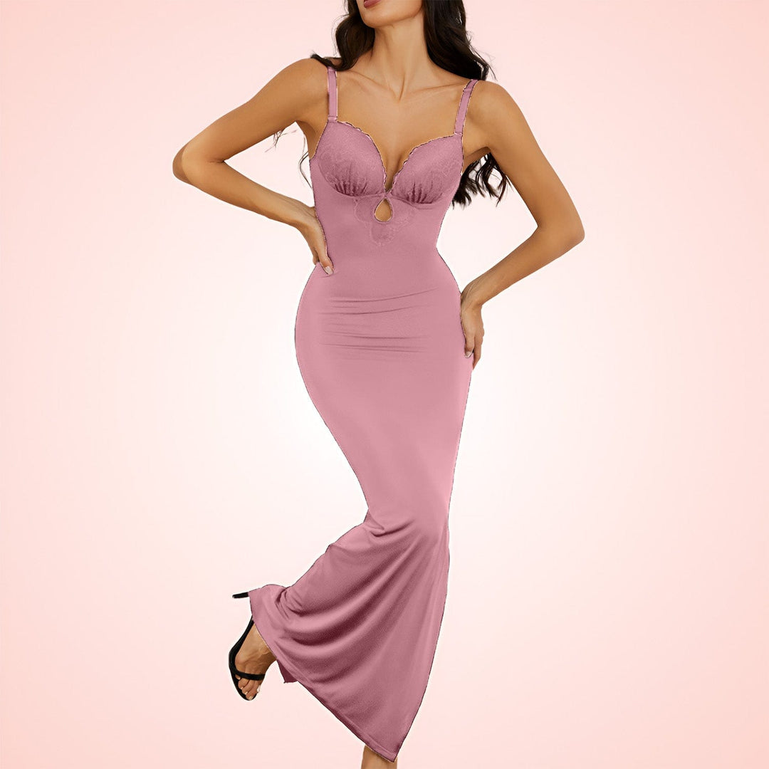 Built In Shapewear Low Back Slit Maxi Dress