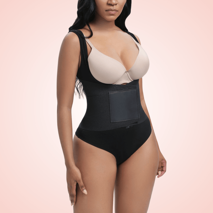 Open Bust Shaping Bodysuit with Velcro Compression Band