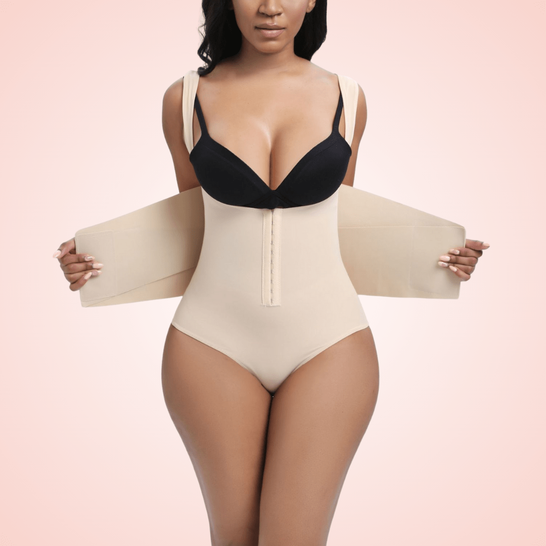 Open Bust Shaping Bodysuit with Velcro Compression Band