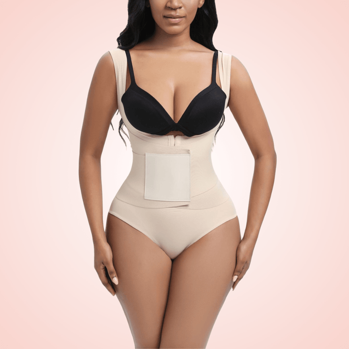 Open Bust Shaping Bodysuit with Velcro Compression Band