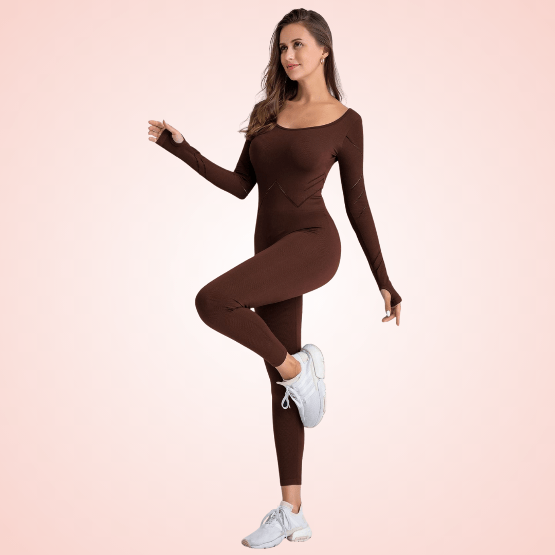 Seamless Long Sleeve Low Back Shaping Jumpsuit