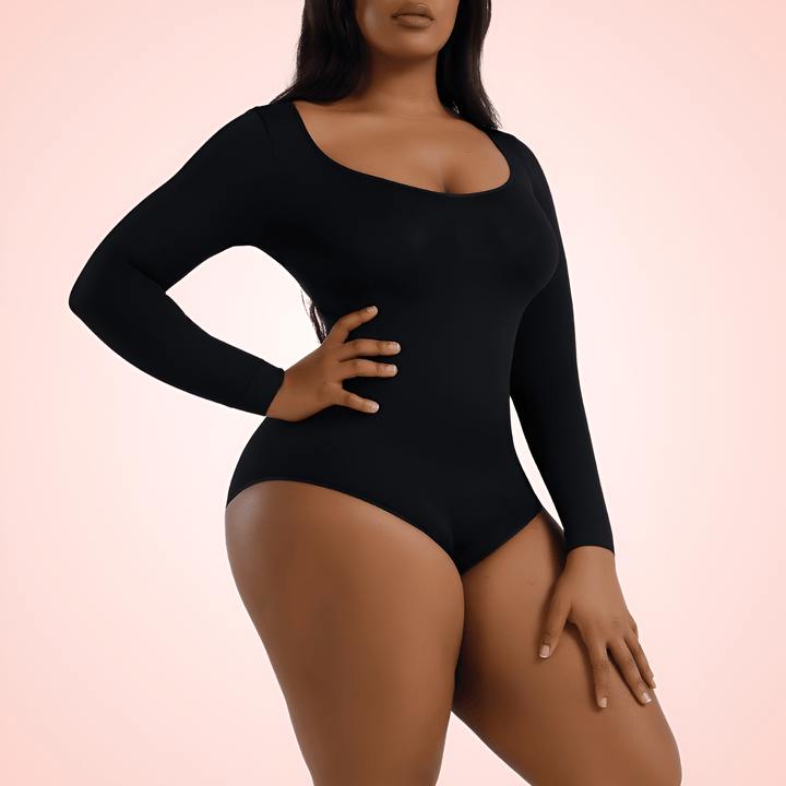 Seamless Long Sleeved U Shaped Bodysuit Shapewear