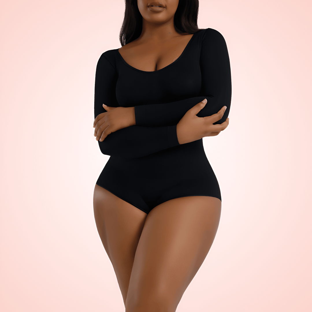 Seamless Long Sleeved U Shaped Bodysuit Shapewear