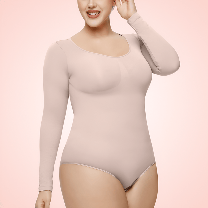 Seamless Long Sleeved U Shaped Bodysuit Shapewear