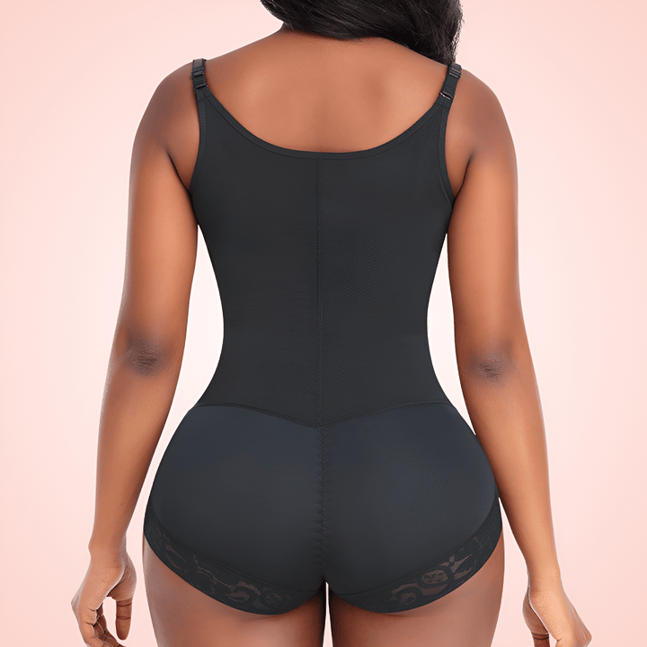 Women's Open Bust Shapewear Bodysuit with Front Zipper Compression