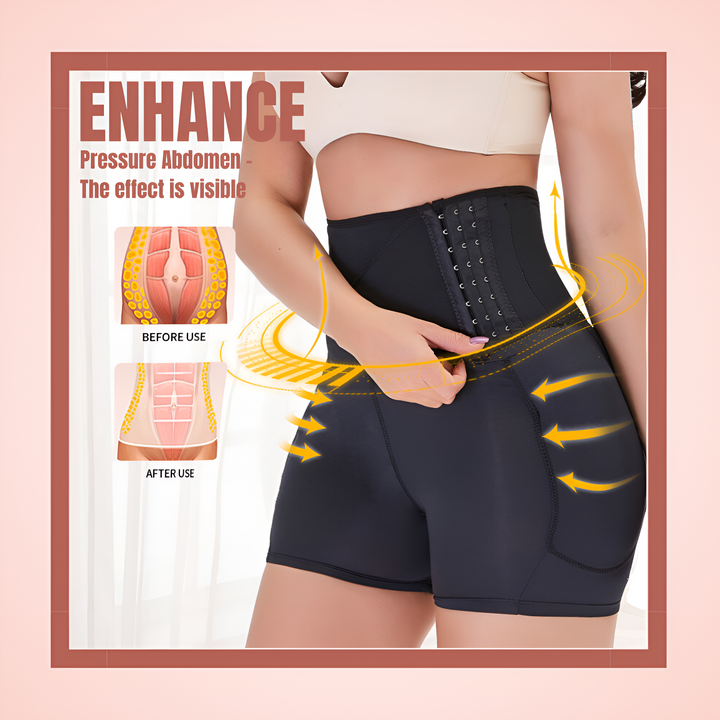 Side Hooks Waist Compression and Buttocks Lift Shorts Shapewear