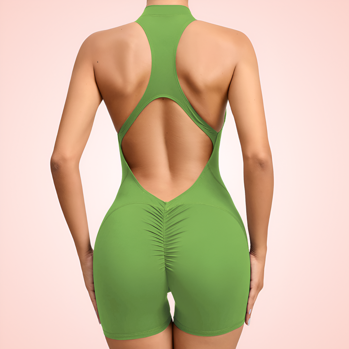 Sleeveless Front Zipper Workout Shaping Jumpsuit For Women