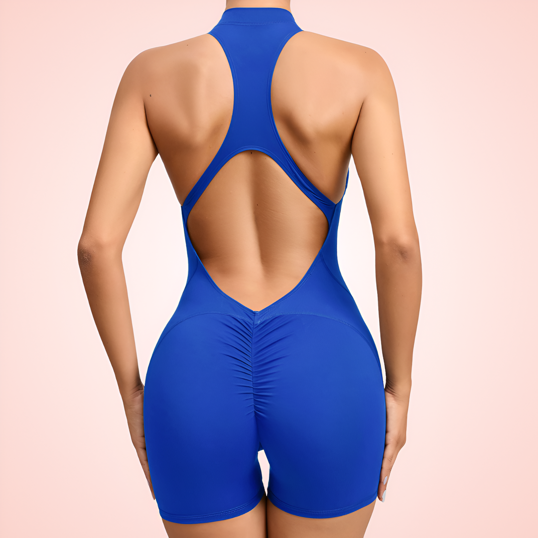 Sleeveless Front Zipper Workout Shaping Jumpsuit For Women
